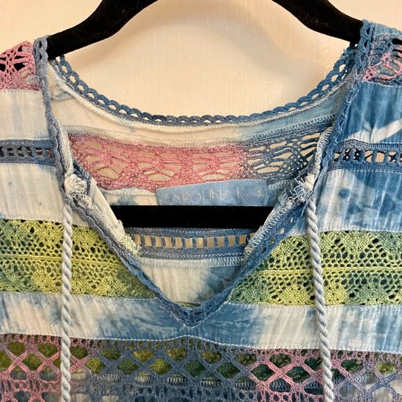 Tie Dyed Version of Free People/Carolina K Santana Boho Crochet Midi Dress S - Picture 3 of 5